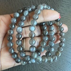 Flashy Black Moonstone bracelet 8mm SIZE 6.5-7’